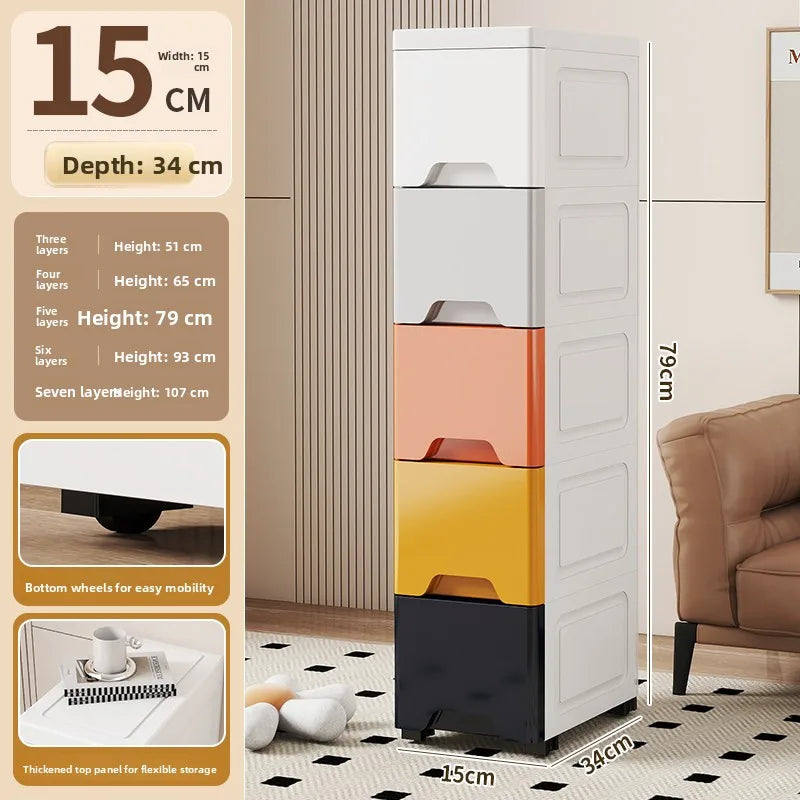 Drawer Style Organizer 15cm Narrow Side Against Wall Small Stand Cabinet Pull-Out Storage 25cm Storage Space Saving