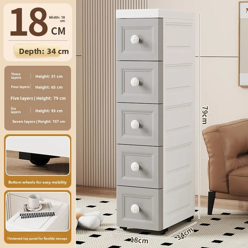 Drawer Style Organizer 15cm Narrow Side Against Wall Small Stand Cabinet Pull-Out Storage 25cm Storage Space Saving