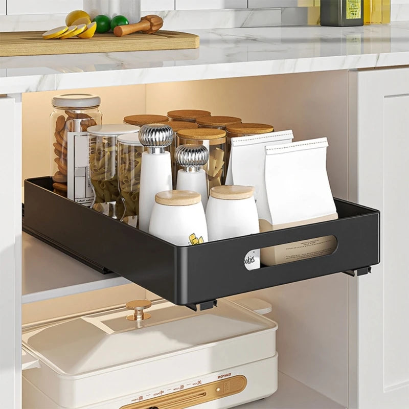 Extendable Cabinet Organizer Pull Out Drawer Practical Storage Rack for Books and Condiments Bedroom Organization Tool