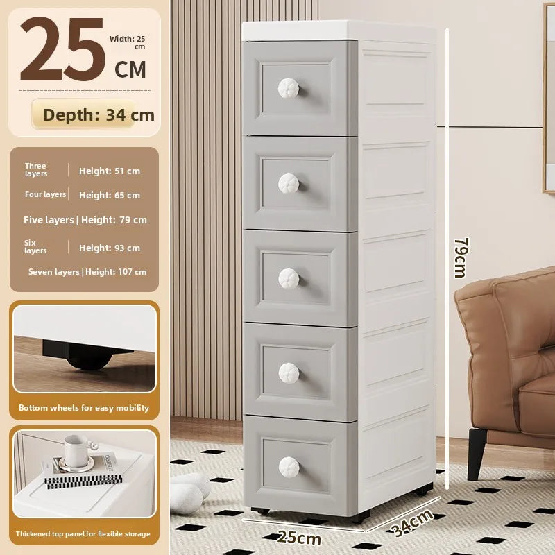 Drawer Style Organizer 15cm Narrow Side Against Wall Small Stand Cabinet Pull-Out Storage 25cm Storage Space Saving