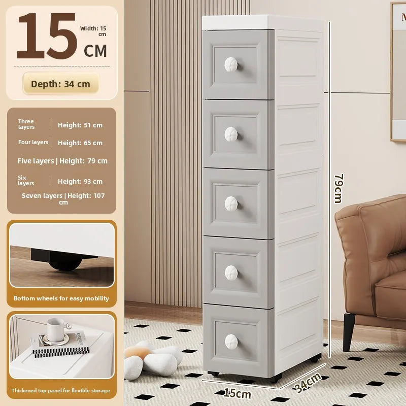 Drawer Style Organizer 15cm Narrow Side Against Wall Small Stand Cabinet Pull-Out Storage 25cm Storage Space Saving