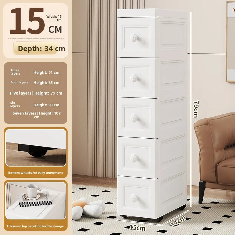Drawer Style Organizer 15cm Narrow Side Against Wall Small Stand Cabinet Pull-Out Storage 25cm Storage Space Saving