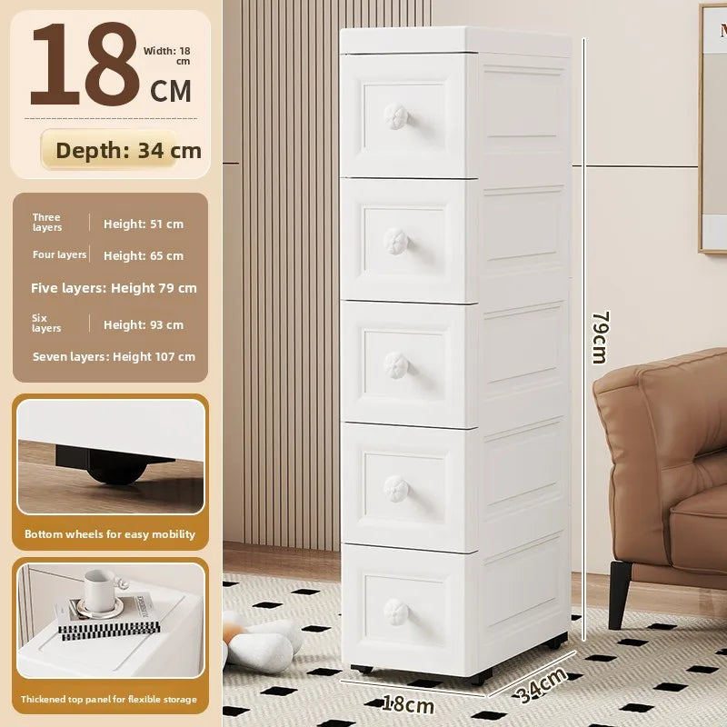 Drawer Style Organizer 15cm Narrow Side Against Wall Small Stand Cabinet Pull-Out Storage 25cm Storage Space Saving