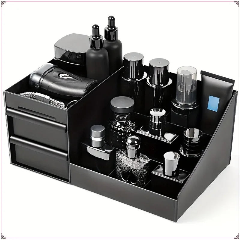 Women's & Men's Perfume & Cologne Organizer with Drawers - Countertop Cosmetic Storage Box Suitable for Skincare, Toiletries