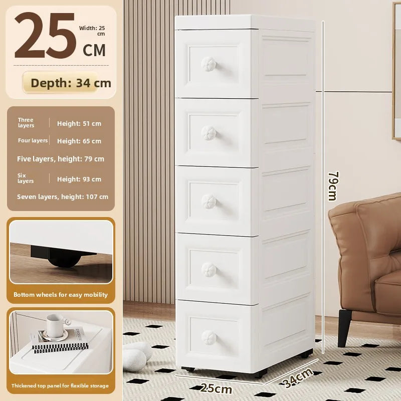 Drawer Style Organizer 15cm Narrow Side Against Wall Small Stand Cabinet Pull-Out Storage 25cm Storage Space Saving